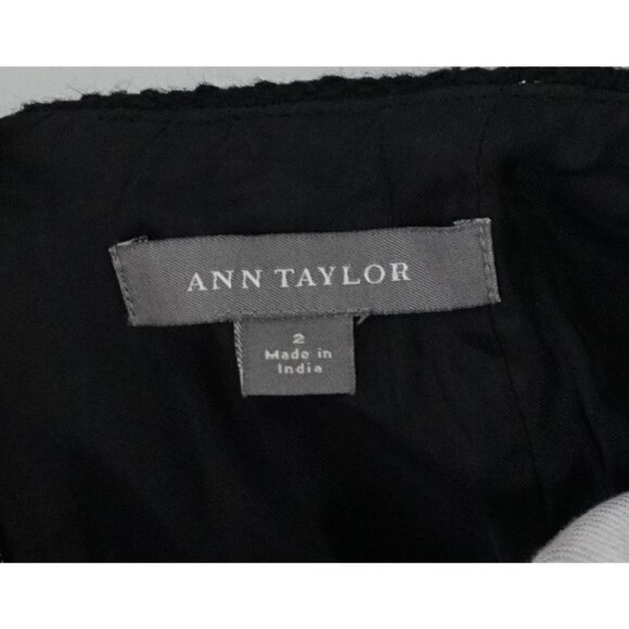 Ann Taylor Black Textured Wool Blend Silver Metallic Sequin Skirt Size 2 - Picture 4 of 5